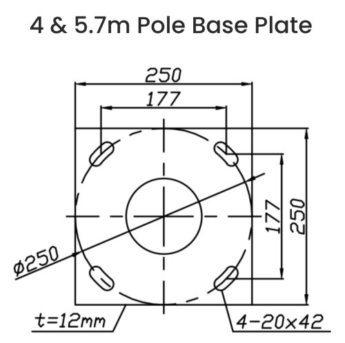 4 - 5.7m Pole Base Plate
