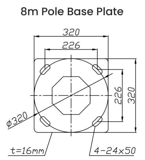 8m Pole Base Plate