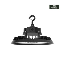 Satin switchable high bay LED fixture displayed by Light Planet Australia
